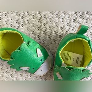 Brand new green triceratops dinosaur baby shoes